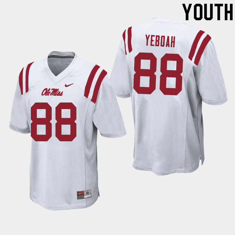 Kenny Yeboah Ole Miss Rebels NCAA Youth White #88 Stitched Limited College Football Jersey CFW1258BM